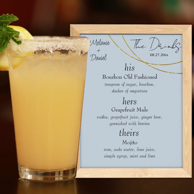 Poster Sinais Minimalistas "As Bebidas" Bar De Casamento (Criador carregado)