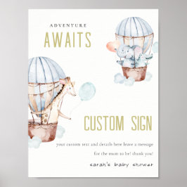 Poster Sinais Personalizados de Chá de fraldas de Animais