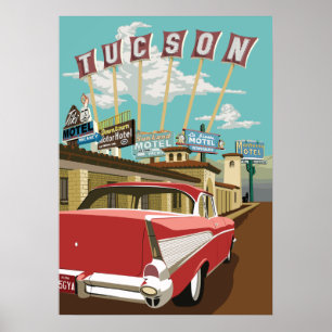 Poster Sinais Retro Motel de 28"x20" - Tucson, Arizona