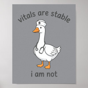 Poster Sinais Vitais Estão Estáveis Não É Engraçado Ganso