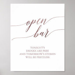 Poster Sinal aberto do bar da caligrafia Dourado