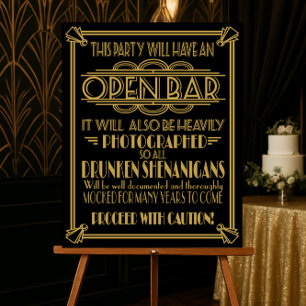 Poster Sinal aberto do bar do art deco para o partido de