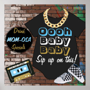 Poster sinal Azul-Oooh de Bebê-Bar do bebê de Hip Hop d