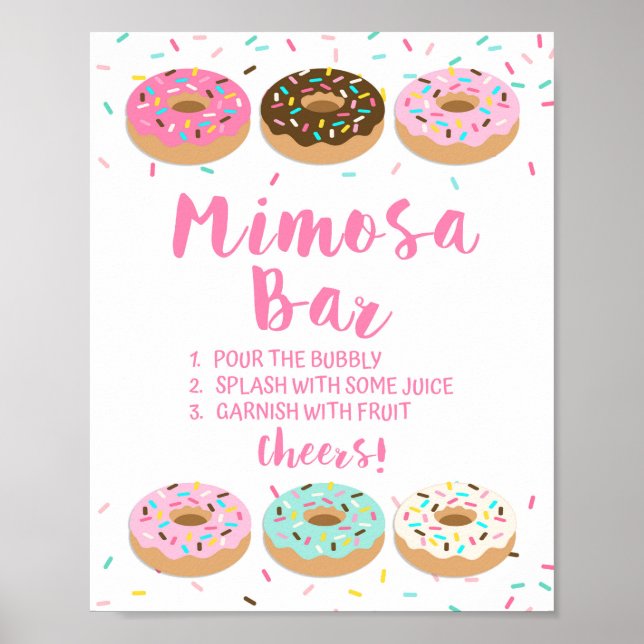 Poster Sinal Bar Mimosa Rosquinha Rosa Sprinkle Sinal Mes (Frente)