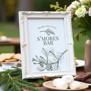 Poster Sinal Bar Rustic Pine Wedding S'mores