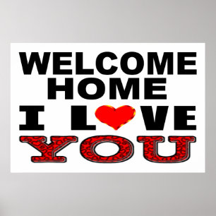 Poster Sinal bem-vindo da casa eu te amo