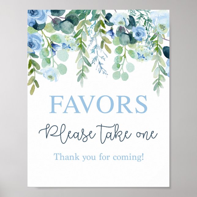 Poster sinal Blue Flor Favors (Frente)