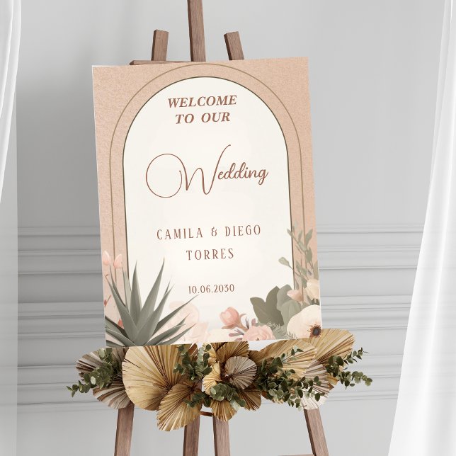 Poster Sinal Botânico de Casamento Flores Elegantes do De (Criador carregado)