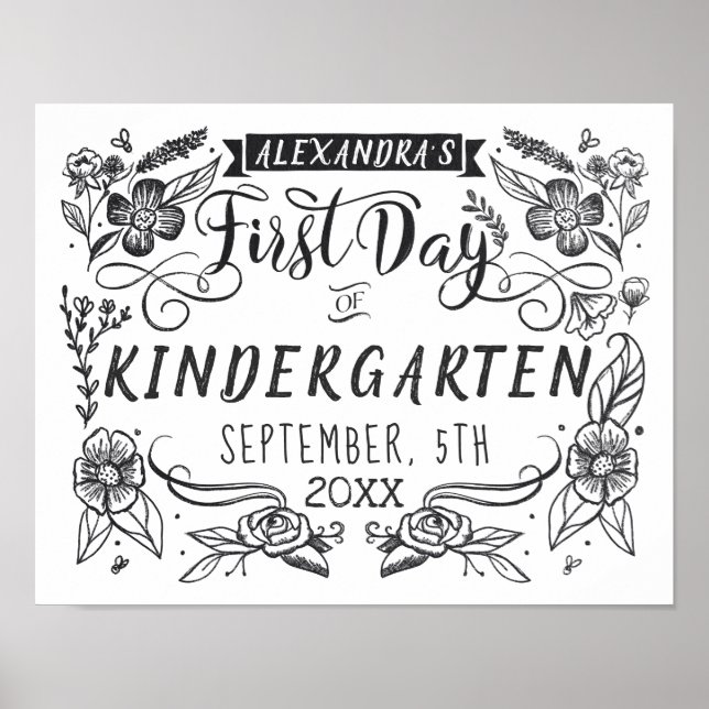 Poster Sinal Branco de Arte do Quadro Escolar do Primeiro (Frente)