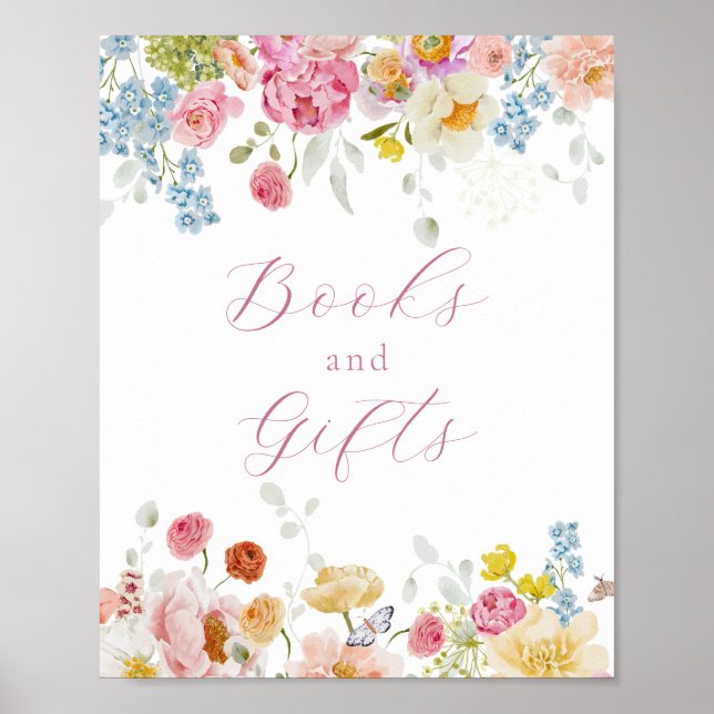 Poster Sinal Bright Bonito Flores Livros e Presentes (Frente)