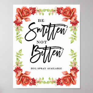 Poster Sinal chique do casamento para rosas não mordidos