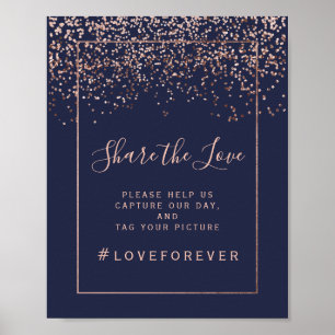 Poster Sinal cor-de-rosa do casamento dos azuis marinhos