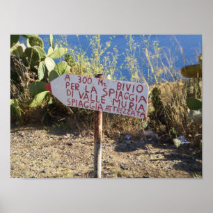 Poster Sinal da borda da estrada de Lipari