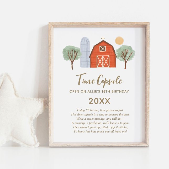 Poster Sinal da cápsula de Festa de aniversário fazenda (Criador carregado)