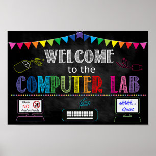 Poster Sinal da escola do laboratório do computador