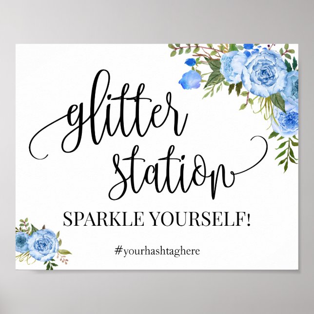 Poster Sinal da Estação Brilhante azul boho chique Chá de (Frente)