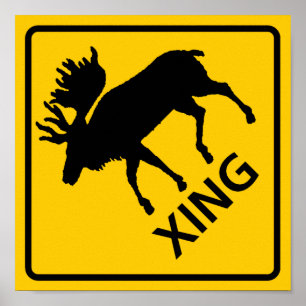 Poster Sinal da estrada do cruzamento dos alces