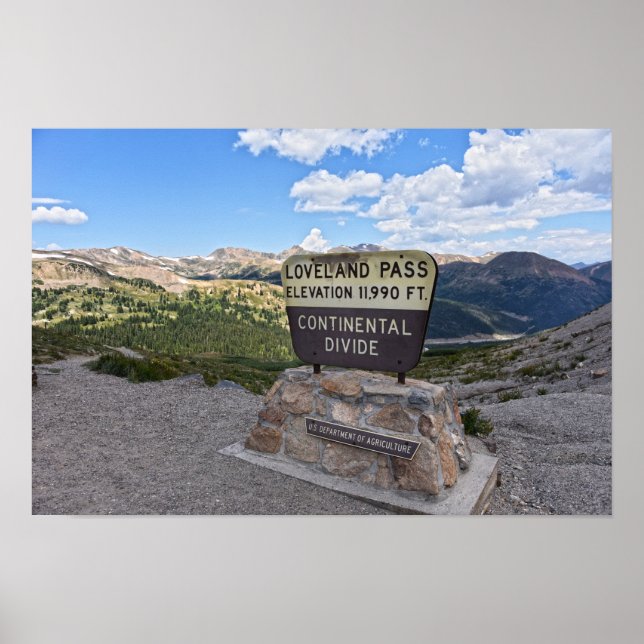 Poster Sinal da Passagem de Loveland, Colorado (Frente)