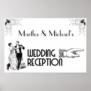 Poster Sinal da recepção de casamento do art deco