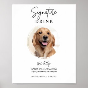 Poster Sinal das Bebidas de Assinatura do Casamento Pet D