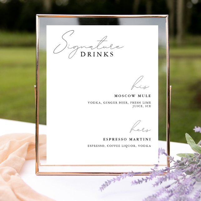 Poster Sinal das Bebidas de Assinatura do Eterno Preto (Criador carregado)