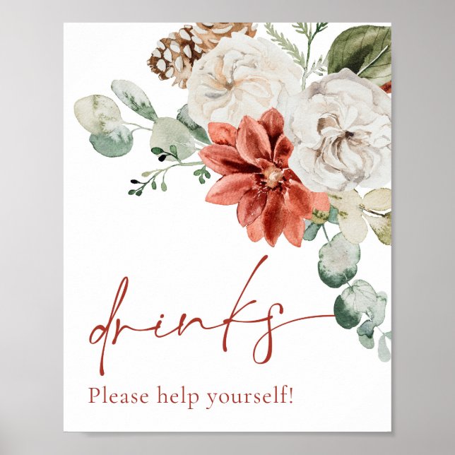 Poster Sinal das Bebidas de Natal Vermelhas Modernas em Á (Frente)