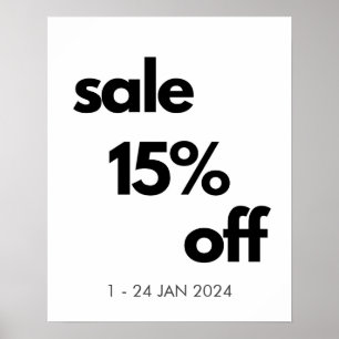 Poster Sinal de 15% de vendas, venda de varejo personaliz