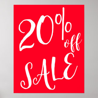 Poster Sinal de 20% de vendas, Sinal de venda de Boutique
