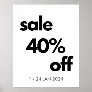 Poster Sinal de 40% de vendas, venda de Boutique de varej