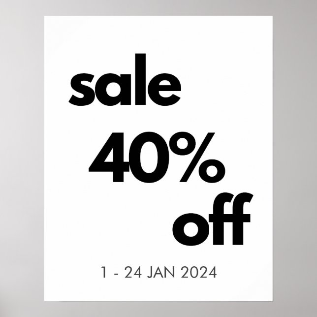 Poster Sinal de 40% de vendas, venda de Boutique de varej (Frente)