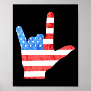 Poster Sinal de 4 de julho americano Línguas surdas de an