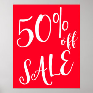 Poster Sinal de 50% de vendas, Sinal de venda Red Boutiqu