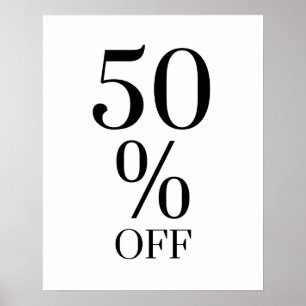 Poster Sinal de 50% de vendas, venda a retalho