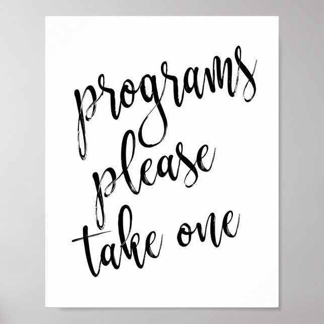 Poster Sinal de 8x10 de Programas de Casamento Preto e Br (Frente)