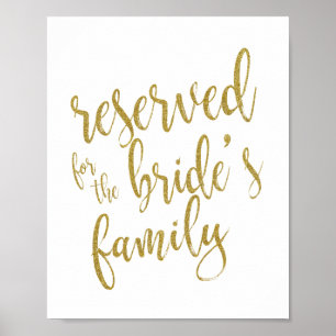 Poster Sinal de 8x10 Glitter Reservado para a Família da