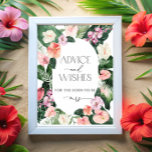 Poster Sinal de Aconselhamento Floral Tropical e Desejo<br><div class="desc">Sinal de Aconselhamento Floral Tropical e Desejo. Consulte a coleção de cheios aqui: https://www.zazzle.com/collections/watercolor_tropical_flowers_and_leaves-119671500108864210</div>