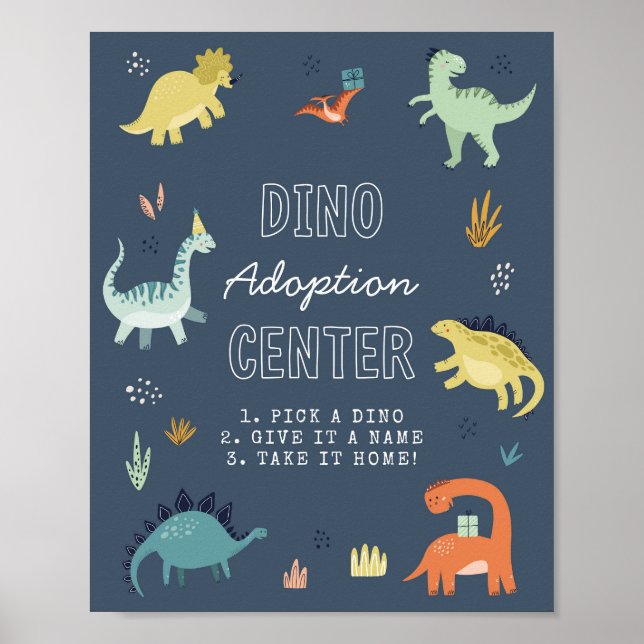 Poster Sinal de Adoção de Dinossauro Fofo (Frente)