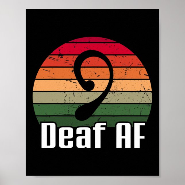 Poster Sinal de AF surdo ASL Sensibilização surda (Frente)