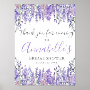 Poster Sinal de Agradecimento de Chás de Noiva Roxo Flora