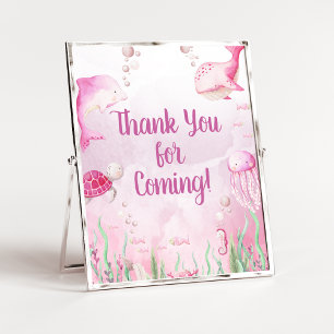 Poster Sinal de Agradecimento de Chuva Cor-de-Rosa Sob o