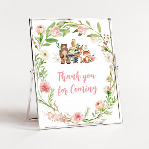 Poster Sinal de Agradecimento Floral Rosa da Floresta