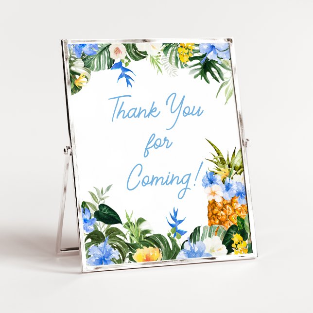Poster Sinal de Agradecimento para Chuvinha de Bebê do Ab (Aloha Baby Shower Sign)