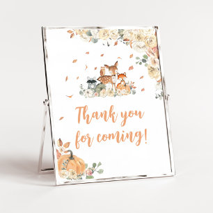 Poster Sinal de Agradecimento por Vir Floral Woodland Ani