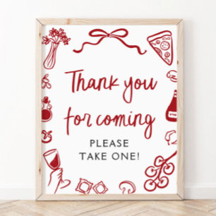 Poster Sinal de Agradecimento por Vir Italiano Desenhado