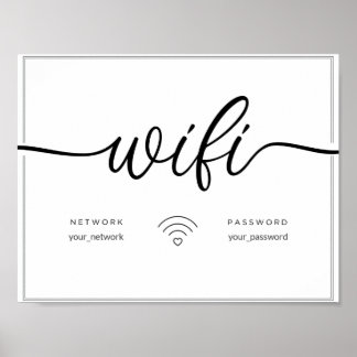 Poster Sinal de airbnb do host da rede Wifi mínimo