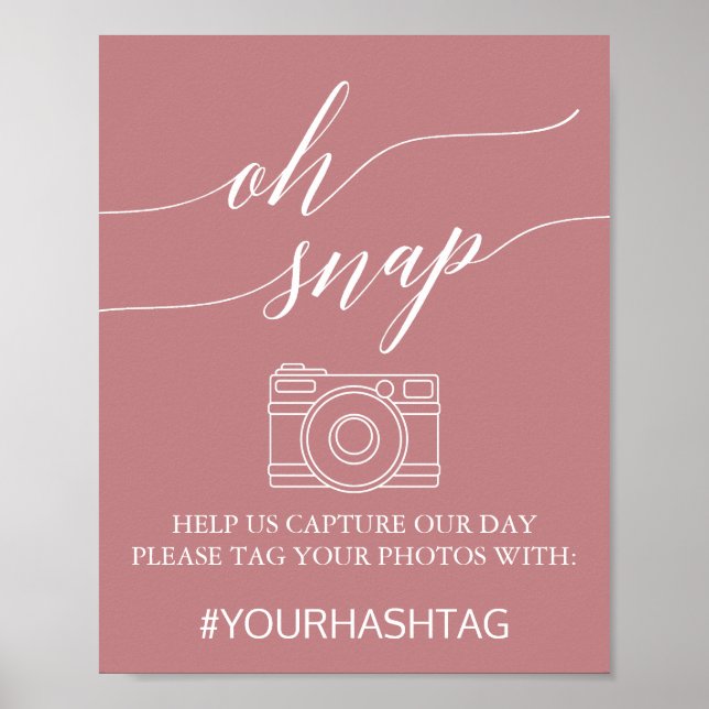 Poster Sinal de Ajuste da Caligrafia Elegante Dusty Rosa (Frente)