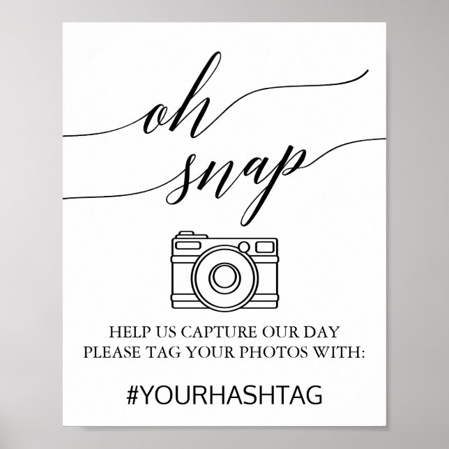 Poster Sinal de Ajuste de Caligrafia Negra Elegante (Frente)