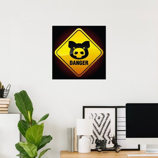 Poster Sinal de Alerta de Porco Perigoso (Criador carregado)
