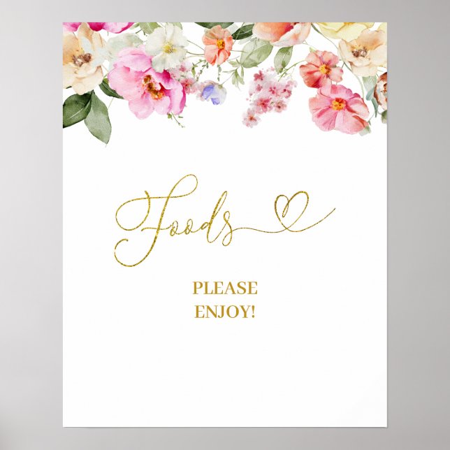 Poster Sinal de Alimentação de Floral Simples da Primaver (Frente)