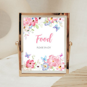 Poster Sinal de Alimentação para Chás de Bebê Floral Borb